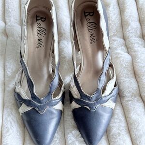 New Bellini Two-Tone Blue and Cream Heels